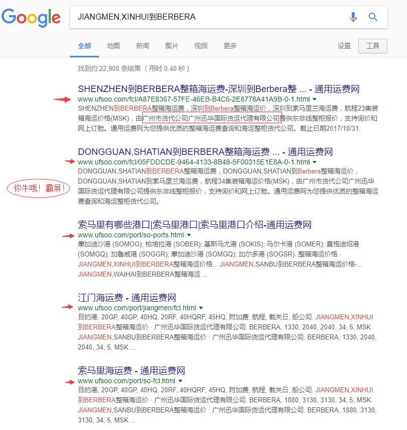 再看看，占全球浏览量70以上的GOOGLE！更是霸气十足！-通用运费网