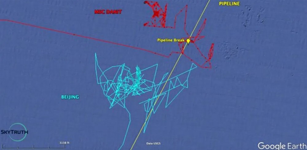 2021 年 1 月 25 日风暴期间的船舶位置数据